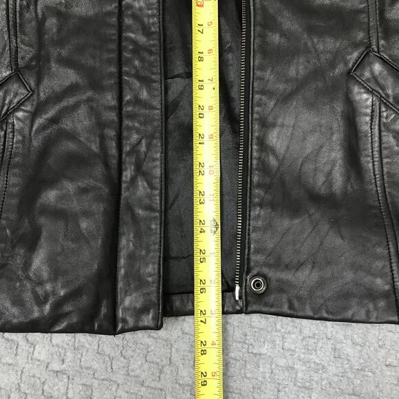 Jones New York Jacket Womens Medium Black Genuine Leather Pockets Style 38949 - Picture 5 of 12